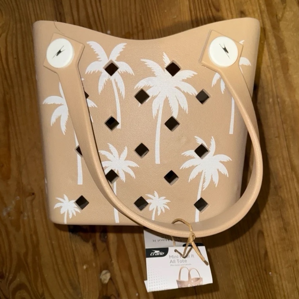NWT Aldi CRANE mini Haul It All Tote Tan palm trees beach bag summer
